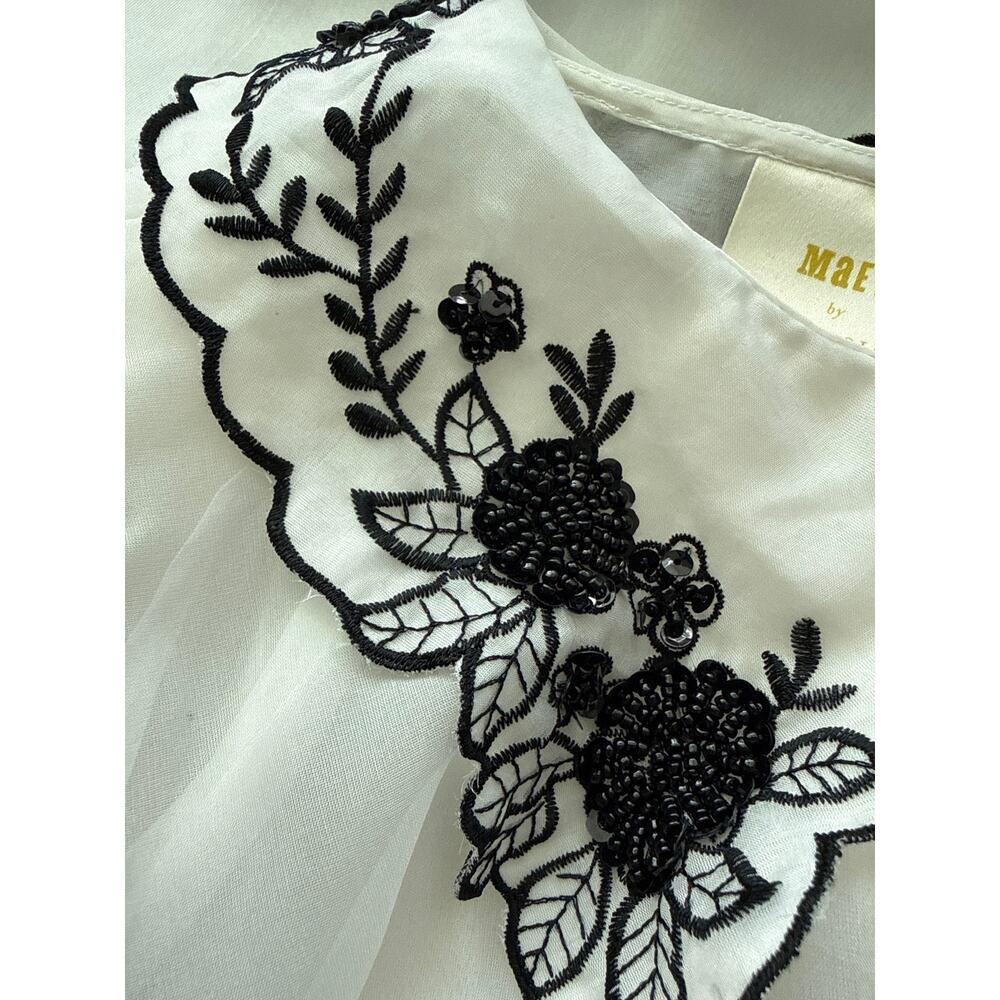 Anthropologie Maeve Sheer Puff Sleeve Blouse White Size 10 - Picture 9 of 10